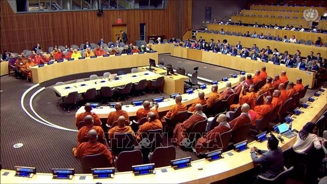 Célébration de la Journée du Vesak des Nations Unies au siège de l'ONU à New York le 14 mai (heure locale). (Photo : VNA)