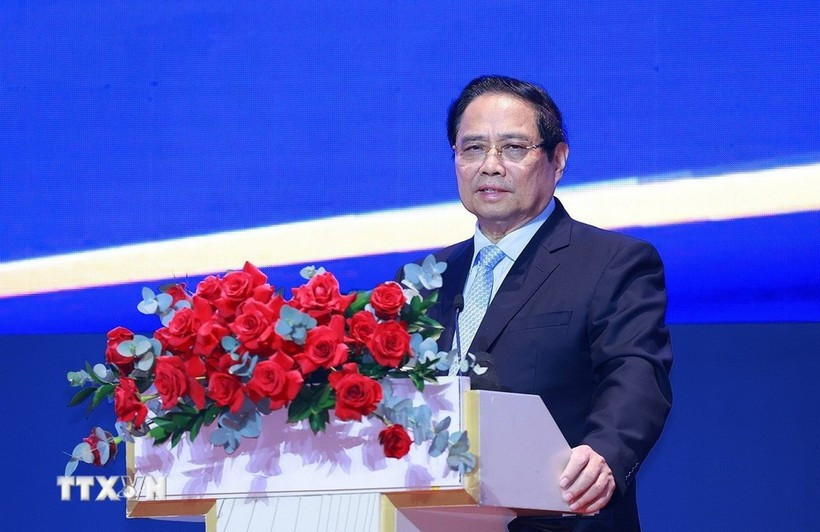 Le Premier ministre Pham Minh Chinh lors de la réunion. Photo : VNA