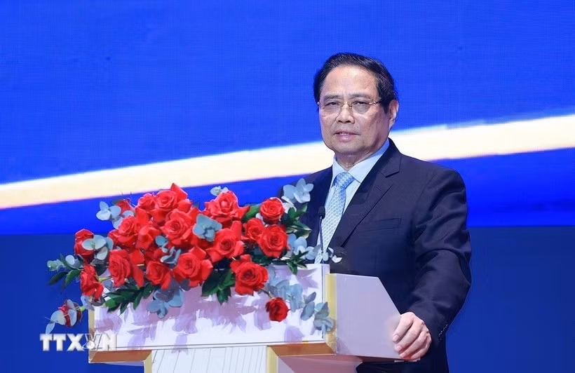 Le Premier ministre Pham Minh Chinh lors de la réunion. Photo : VNA