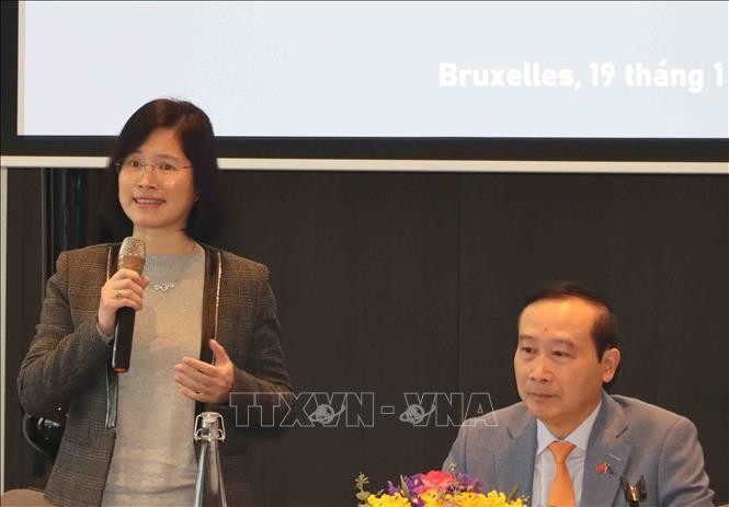 Nguyễn Thanh Phương a pris la parole lors d'une table ronde réunissant des experts et intellectuels vietnamiens de Belgique et du Luxembourg. L'événement, organisé le 19 janvier à Bruxelles, axé sur la promotion de la coopération en matière d'innovation et de transformation, a permis de discuter des opportunités de collaboration entre le Vietnam et l’Union européenne. Photo : VNA