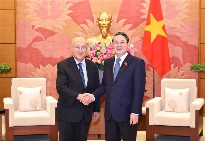 Le vice-président de l’Assemblée nationale Nguyên Duc Hai (droite) et le Dr Kambiz Ghawami, président de l’Organisation mondiale de soutien universitaire (World University Service – WUS) et représentant autorisé du Land de Hesse. Photo : VNA