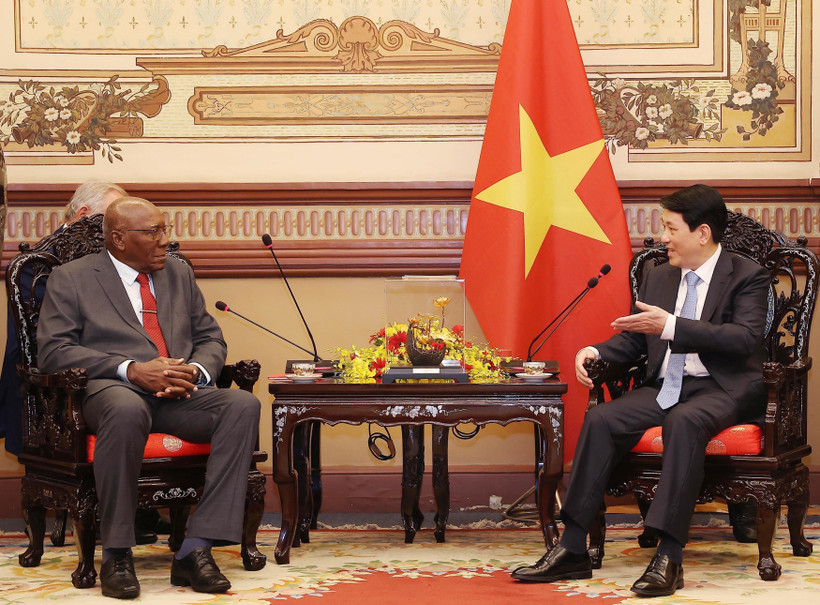 Le président Luong Cuong (droite) reçoit le vice-président de Cuba Salvador Vladés Mesa. Photo : VNA