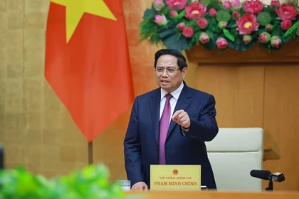 Le Premier ministre Pham Minh Chinh prend la parole. Photo : VNA