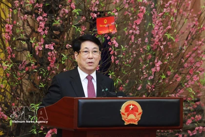 Le chef de l’État a salué les efforts du Bureau présidentiel dans la mise en œuvre de la Résolutions du 14e Congrès national du Parti. Photo . VNA