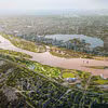 Vue en perspective du projet d’aménagement de l’axe de l’avenue paysagère du fleuve Rouge. Photo : VNA