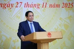 Le Premier ministre Pham Minh Chinh, président du Conseil central d’émulation et de récompense pour le mandat 2021-2026, lors de la réunion. Photo: VNA