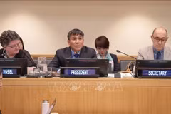 Le vice-ministre permanent des Affaires étrangères, Nguyen Minh Vu (au centre), chef de la délégation vietnamienne, a été élu à l’unanimité par les États membres de la Convention à la présidence de la SPLOS 35 (States Parties to the United Nations Convention on the Law of the Sea - SPLOS). Photo : VNA