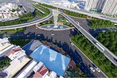 Vue en perspective de la ligne ferroviaire Thu Thiem - Long Thanh passant par le nœud ferroviaire d'An Phu (Hô-Chi-Minh-Ville). Photo : Département de la construction de la ville d'Ho Chi Minh-Ville.