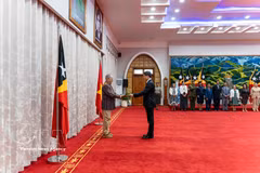 L'ambassadeur Pham Binh Dam présente ses lettres de créance au président José Ramos-Horta du Timor-Leste. Photo : VNA.