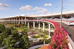 Vue en perspective du terminal 2 de l'aéroport international de Phu Quoc. Photo : PV/Vietnam+