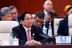 Le Premier ministre vietnamien Pham Minh Chinh prend la parole lors du Sommet élargi de l’Organisation de coopération de Shanghai (OCS). Photo : VNA
