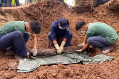 Les restes d'un soldat tombé au combat ont été retrouvés dans le hameau de Ca Cai, commune frontalière de Tan Thanh (province de Dong Thap). Photo : VNA
