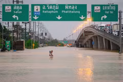 Inondations dans la province de Songkhla, en Thaïlande, après de fortes pluies. Photo: Xinhua/VNA