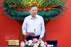 Le Comité de pilotage central sur la diplomatie et l'intégration internationale a tenu, le 30 juin à Hanoï, sa première réunion sous la présidence du secrétaire général du Parti communiste du Vietnam et président vietnamien, To Lam. Photo : VNA