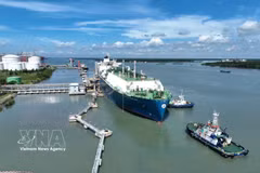 Un navire transportant du GNL accoste au terminal LNG de Thi Vai pour importer du gaz naturel liquéfié et renforcer l’approvisionnement énergétique du marché intérieur. Photo: VNA