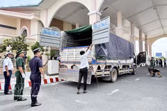 Au poste-frontière international terrestre de Khanh Binh, dans la province d’An Giang. Photo : VNA