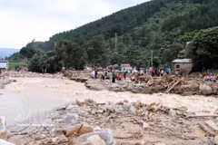 Le paysage de désolation laissé par les crues dans la commune de Muong Than, province de Lai Chau. Photo: VNA