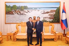 Le ministre Luong Tam Quang (à gauche) et le ministre Vanthong Kongmany. Photo : bocongan.gov.vn.png