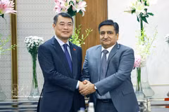 Le Premier ministre vietnamien Le Minh Hung (à gauche) et Sanjay Dhawan, vice-président du groupe ACME. Photo : VNA