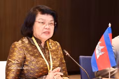 La présidente de l'Assemblée nationale du Cambodge, Samdech Khuon Sudary. Photo: VNA