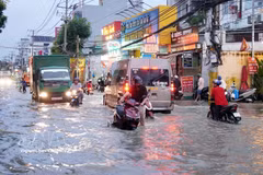 Innondations dans la rue Pham Huu Lau, quartier de Tan My, à Ho Chi Minh-Ville. Photo : VNA
