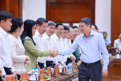Le Premier ministre Le Minh Hung lors de la séance de travail à avec la permanence du Comité provincial du Parti à Dong Thap. Photo : VNA