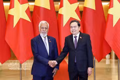 Le président de l'Assemblée nationale (AN) du Vietnam, Tran Thanh Man (à droite) et le Premier ministre du Timor-Leste, Kay Rala Xanana Gusmão. Photo : VNA