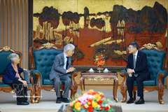 Le Premier ministre Le Minh Hung reçoit le professeur Tran Thanh Van et son épouse, la professeure Le Kim Ngoc. Photo: VNA