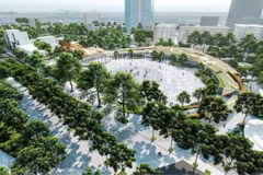 Vue d’ensemble du projet d’aménagement de la place-parc à l’est du lac Hoan Kiem, une fois les travaux achevés. Photo : Service de la construction de Hanoï