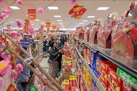 Des clients font des achats au supermarché AEON Long Bien. Photo: VNA