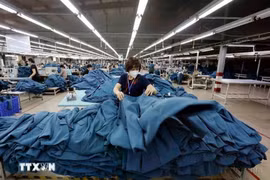 Articles destinés à l'exportation vers le marché espagnol chez Ho Guom Garment Company (Hung Yen). Photo: VNA