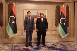 L'ambassadeur du Vietnam en Égypte et simultanément en Libye, Nguyen Nam Duong, présente ses lettres de créance du président Luong Cuong au président du Conseil présidentiel libyen, Muhammad Al-Menfi. Photo : VNA 
