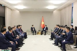 Le Premier ministre Pham Minh Chinh rencontre les dirigeants des principales entreprises vietnamiennes opérant en République tchèque et en Europe. Photo: VNA