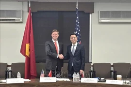 Le vice-ministre des Affaires étrangères, Dang Hoang Giang (à droite), et le secrétaire d'État adjoint américain par intérim, Fleet White. Photo : VNA
