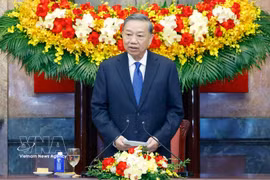 Le secrétaire général du Parti et président de la République To Lam s'exprime. Photo: VNA