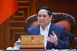 Le Premier ministre Pham Minh Chinh a présidé une réunion sur les préparatifs des cérémonies de lancement de travaux, d'inauguration et de mise en service technique de projets et d'ouvrages clés. Photo: VNA
