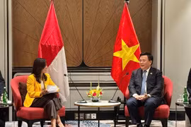 Nguyên Xuân Thang, membre du Politburo, président de l'Académie nationale de politique Hô Chi Minh et président du Conseil théorique central et Meutya Viada Hafid, vice-présidente du Parti Golkar et ministre de la Communication et des Affaires numériques de l'Indonésie. Photo : hcm.vn