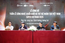 La conférence de presse tenue à Hô Chi Minh-Ville le 23 avril sur la Semaine vietnamienne de la blockchain et de l'IA (Super Vietnam 2025). Photo : VNA