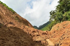 Un glissement de terrain dans le village de Ngoa, commune de Yen Phu, province de Tuyen Quang. Photo : VNA