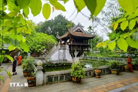 Les Vietnamiens considèrent chùa Môt Côt (pagode au pilier unique) comme un des symboles de la capitale millénaire. Ce petit édifice religieux bouddhique carré en bois, posé sur une colonne au milieu d’un étang carré couvert de lotus, trône gracieusement dans l’arrondissement de Ba Dinh à Hanoï. (Photo : Thanh Tung/VNA)