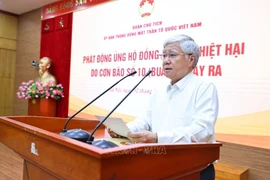 Dô Van Chiên, président du Comité central du Front de la Patrie du Vietnam (FPV) lancé un appel de soutien aux habitants touchés par le typhon n°10. Photo : VNA