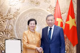 Le secrétaire général du Parti To Lam reçoit l’ambassadrice du Cambodge Chea Kimtha à Hanoï. Photo : VNA