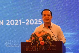 Le vice-ministre des Sciences et des Technologies Pham Duc Long prononce le discours de clôture de la conférence. Photo: VNA