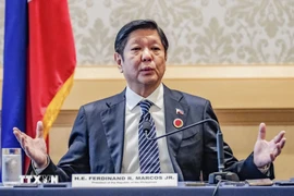 Le président philippin Ferdinand Romualdez Marcos Jr. prend la parole lors d'une conférence de presse. Photo: Kyodo/VNA