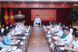 A Quang Ninh, le président de la République Luong Cuong travaille avec la Permanence du Comité provincial du Parti le 29 juillet. Photo : VNA,