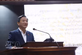 L'ambassadeur du Vietnam au Laos, Nguyen Minh Tam s'exprime à l'événement. Photo : VNA