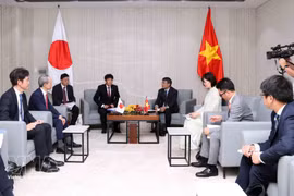 Le vice-ministre permanent des Affaires étrangères, Nguyen Minh Vu (à droite) et le vice-ministre parlementaire japonais des Affaires étrangères, Shimada Tomoaki. Photo: VNA