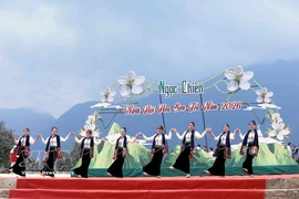 Des spectacles culturels et artistiques animés sont présentés lors de la fête des fleurs de Son tra dans la commune de Ngoc Chien. (Photo : VNA)