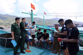Les cadres du poste de garde-frontière de Son Tra sensibilisent les pêcheurs locaux à la pêche INN. Photo: VNA