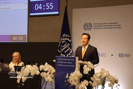 L'ambassadeur Mai Phan Dung prononce un discours lors de la séance plénière de la 114e session de la Conférence internationale du Travail. Photo: VNA